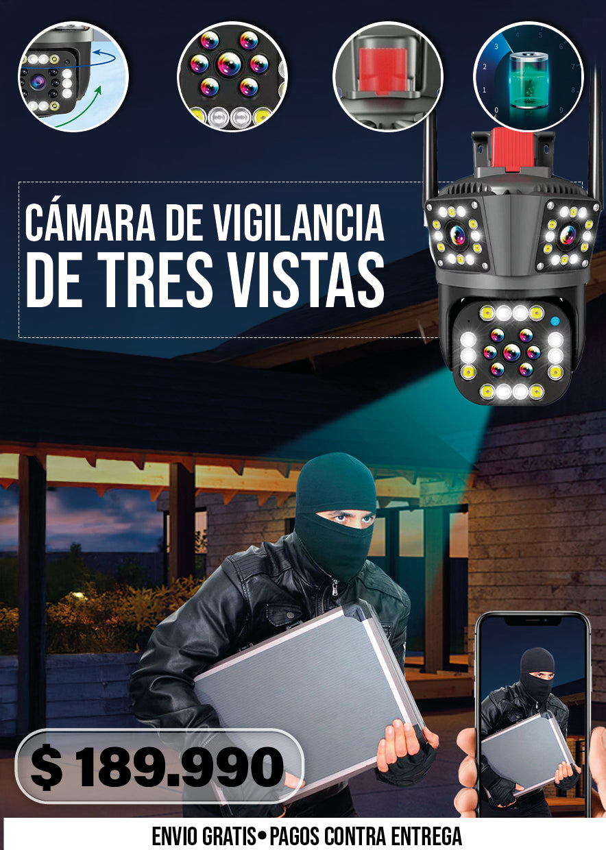CÁMARA DE VIGILANCIA DE TRES VISTAS
