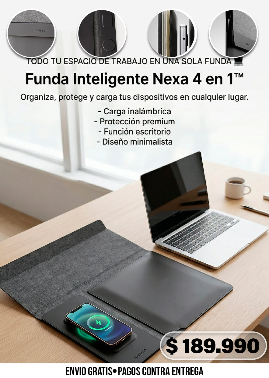 FUNDA PARA PORTÁTIL NEXA 4 EN 1 CON CARGA INALÁMBRICA