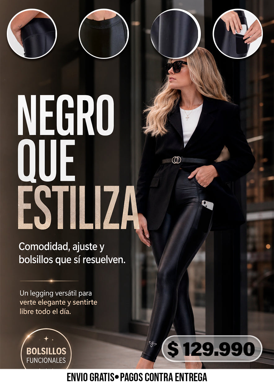 PANTALON DE MUJER NEGRO CON BOLSILLOS