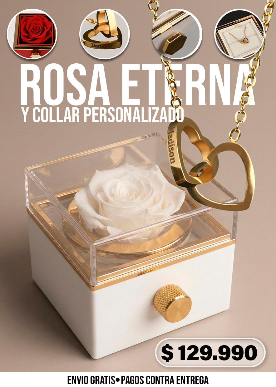 ROSA ETERNA Y COLLAR PERSONALIZADO