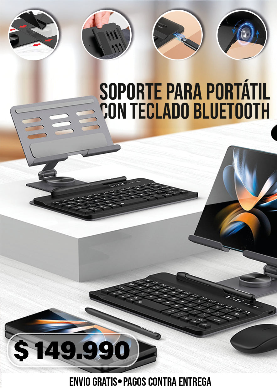 SOPORTE PARA PORTÁTIL CON TECLADO BLUETOOTH