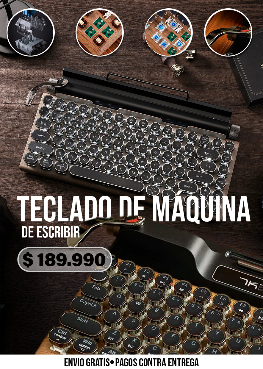 TECLADO DE MÁQUINA DE ESCRIBIR RETRO TW1868