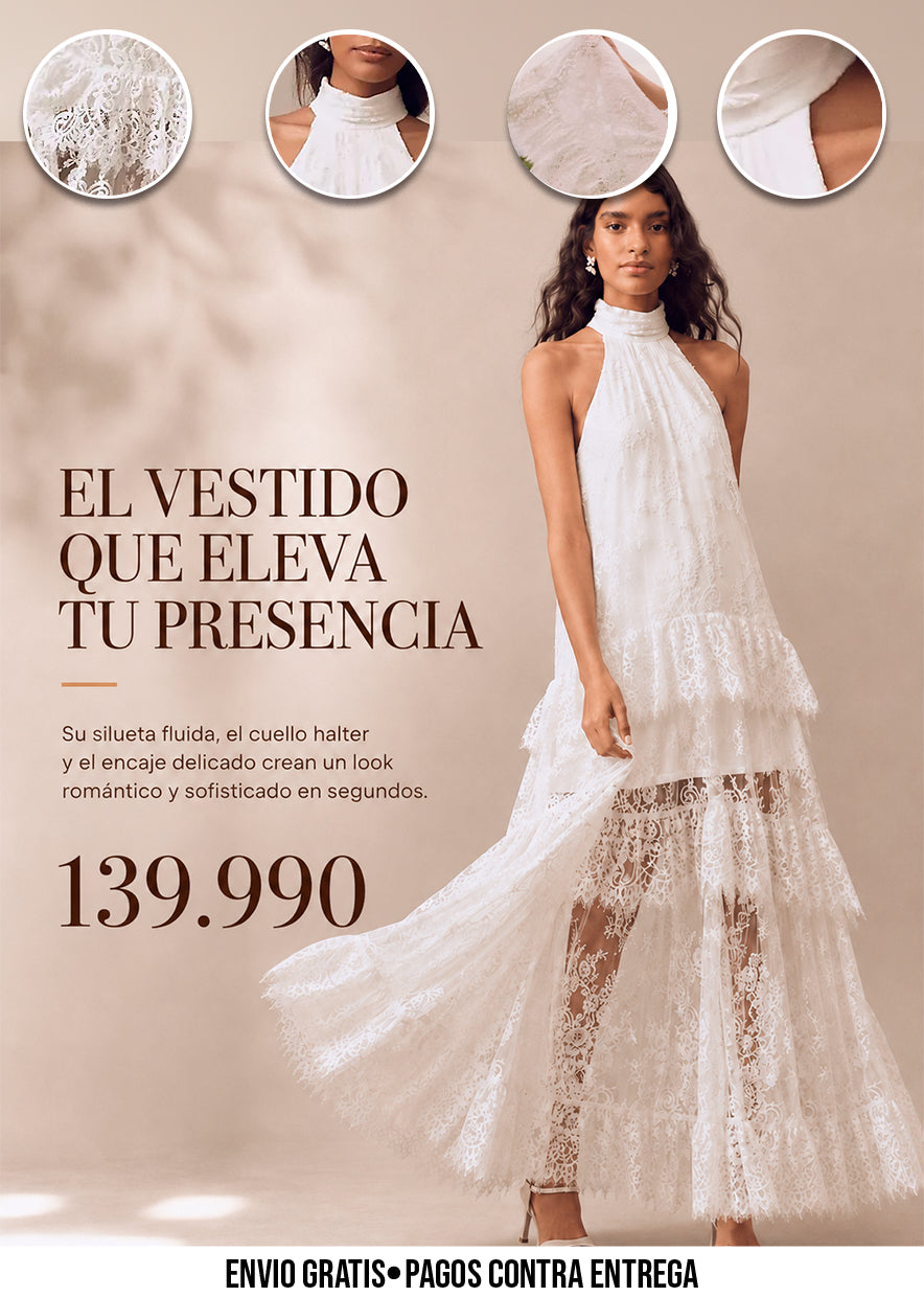 VESTIDO BLANCO LARGO DE ENCAJE