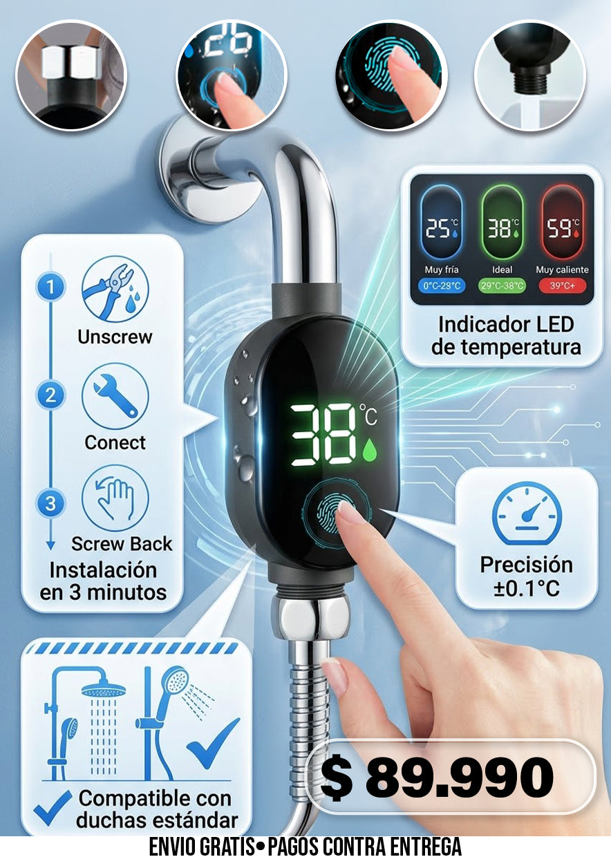 CABEZAL DE DUCHA CON INDICADOR LED