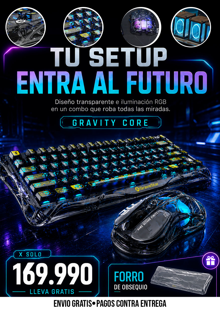 COMBO GAMER TRANSPARENTE RGB