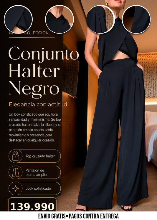 CONJUNTO HALTER NEGRO