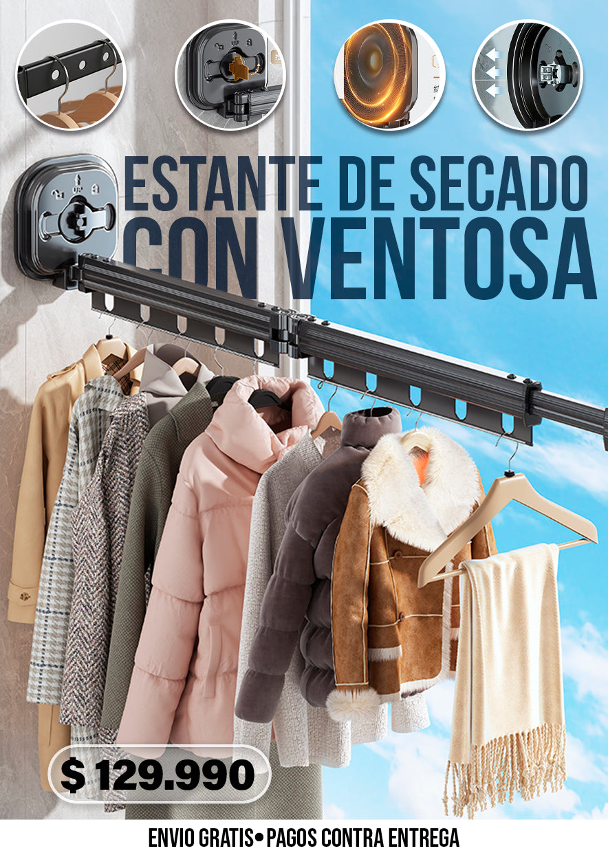 ESTANTE DE SECADO DE ROPA CON VENTOSA