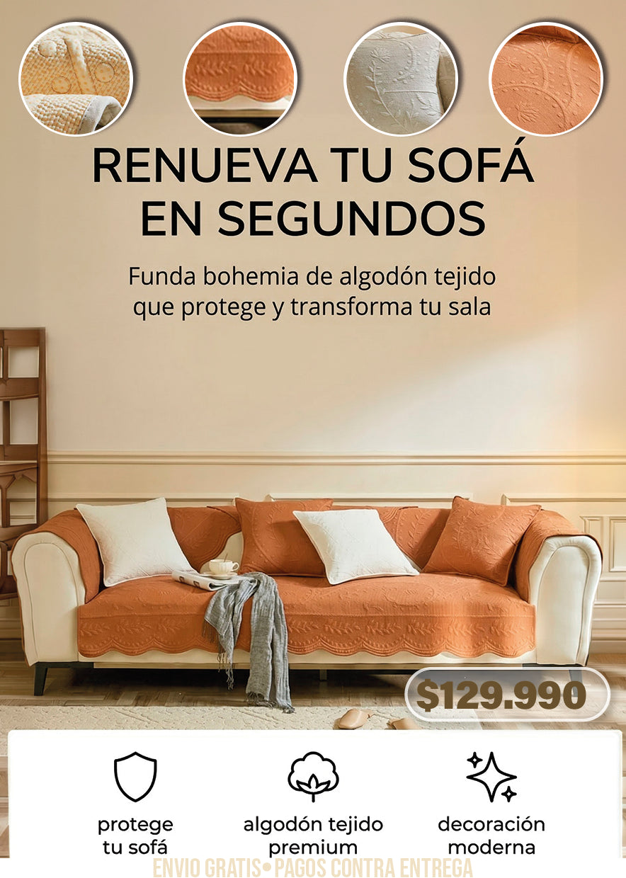 FUNDA DE SOFÁ BOHEMIA DE ALGODÓN TEJIDO