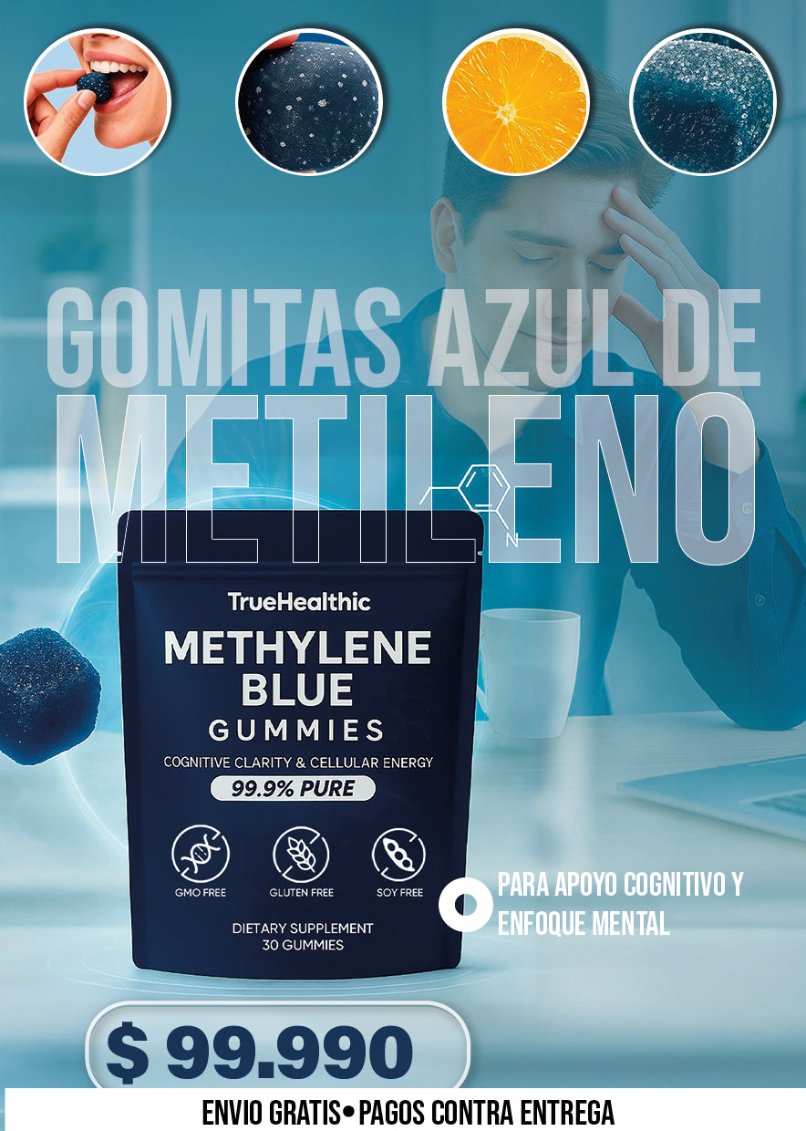GOMITAS AZUL DE METILENO, PARA APOYO COGNITIVO Y ENFOQUE MENTAL