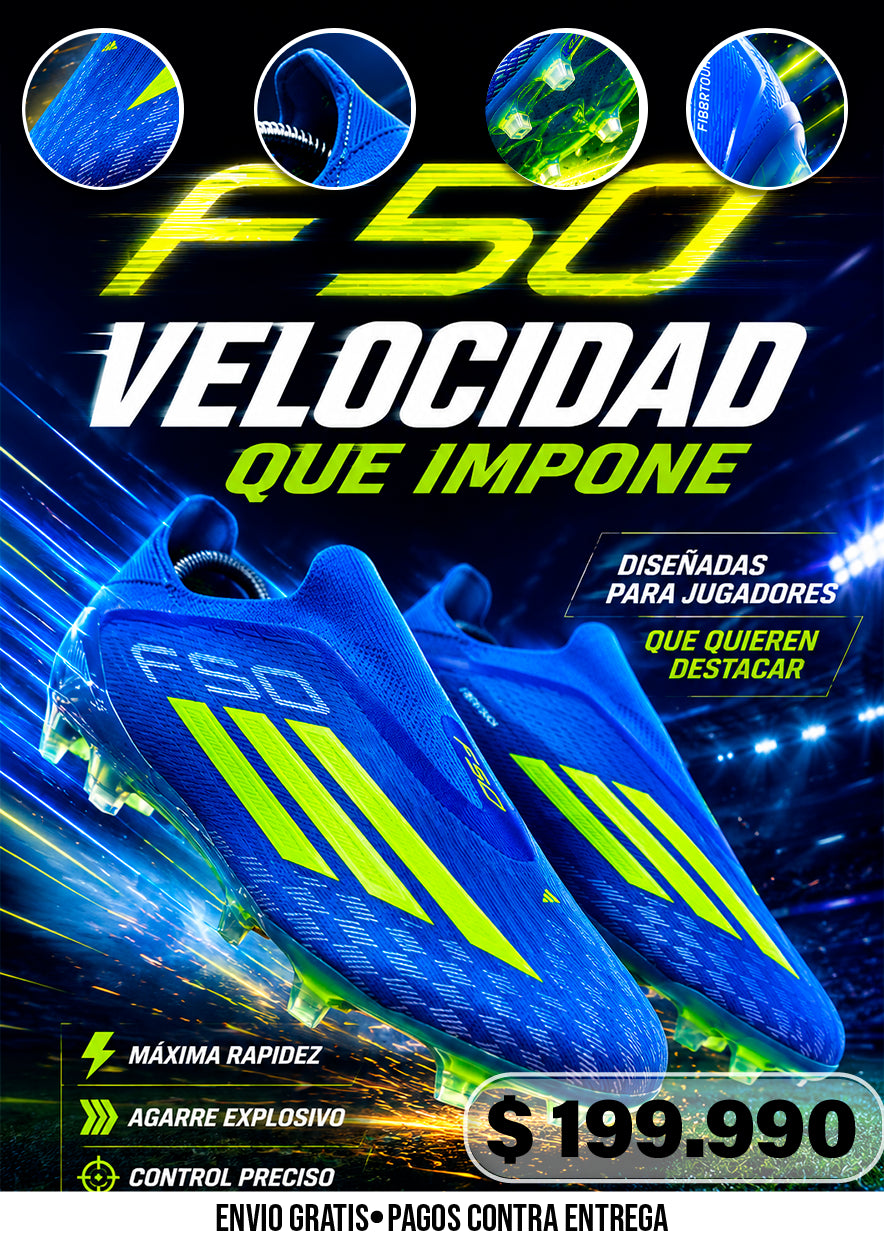 GUAYOS F50 AZULES CON VERDE NEÓN