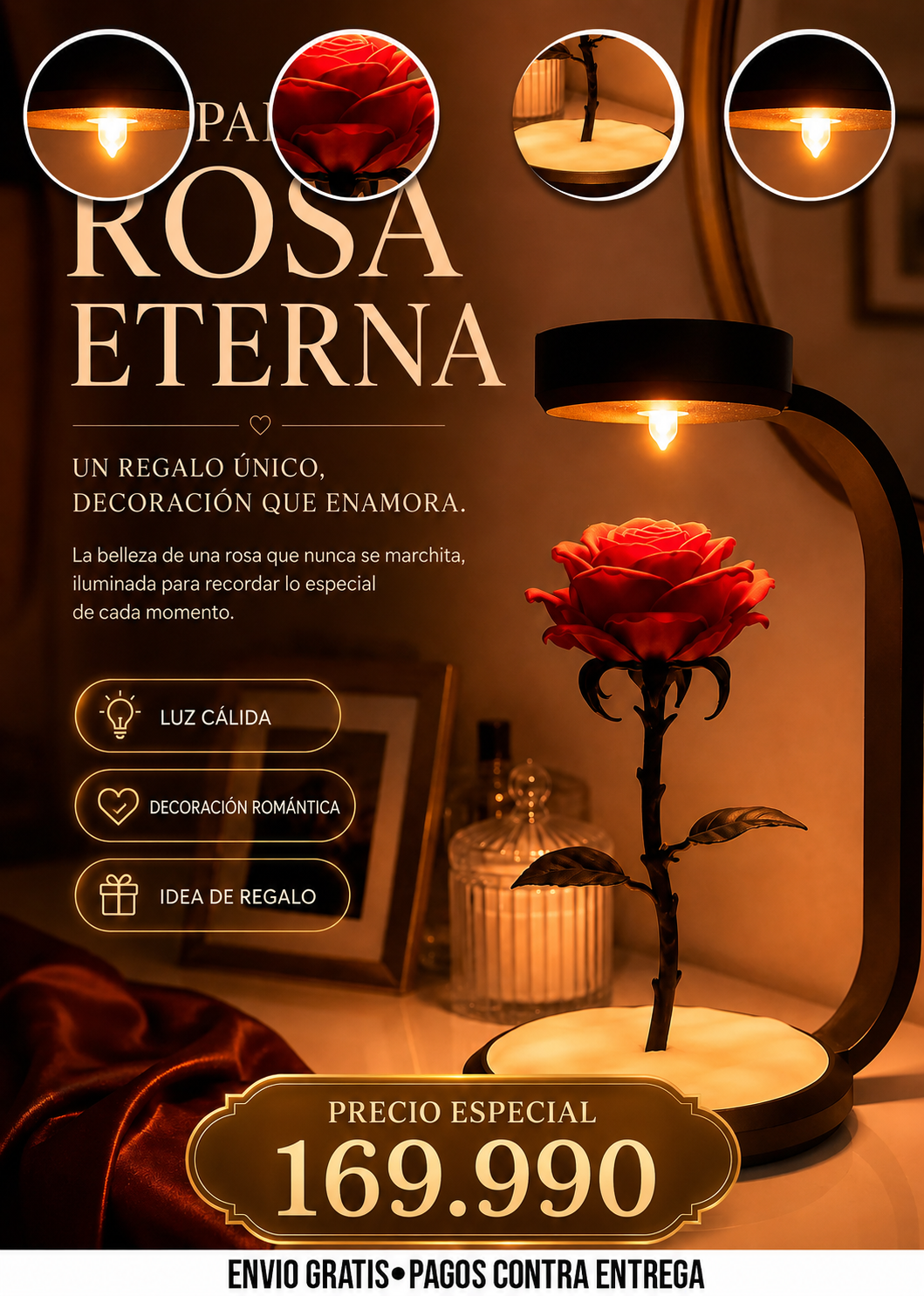 LÁMPARA DE ROSA ETERNA