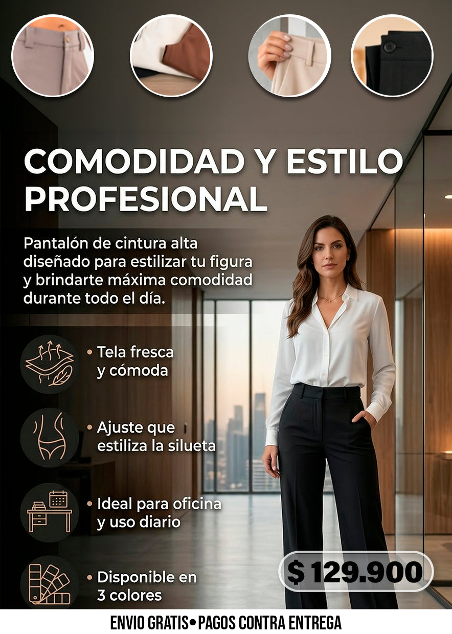 PANTALON CINTURA ALTA CON AJUSTE PERFECTO