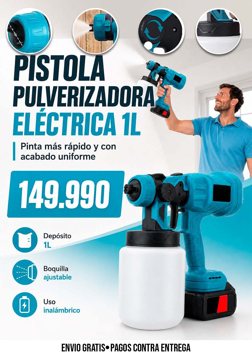 PISTOLA PULVERIZADORA ELÉCTRICA INALÁMBRICA 1L