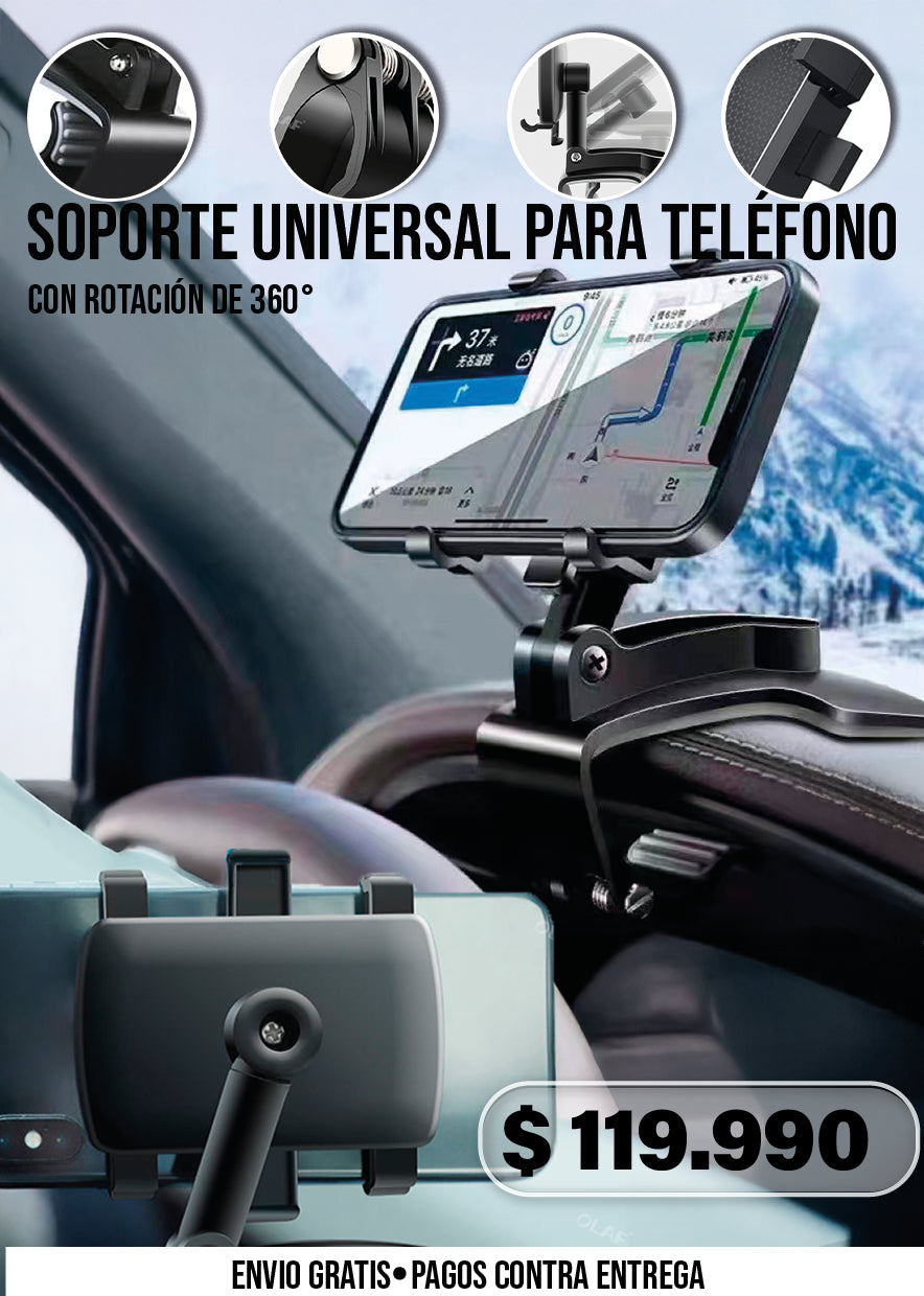 SOPORTE UNIVERSAL PARA TELÉFONO CON ROTACIÓN DE 360°