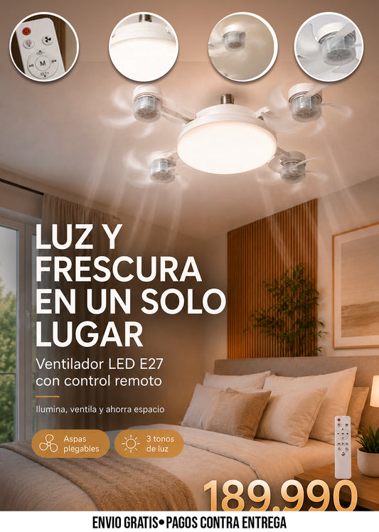 VENTILADOR DE TECHO CON LUZ LED E27