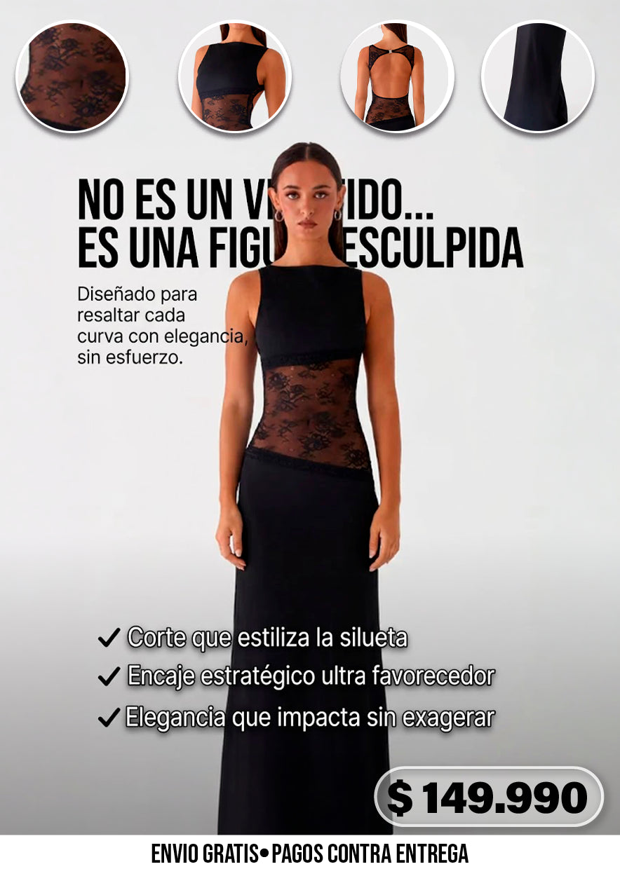 VESTIDO NEGRO CON ENCAJE ESCULTOR