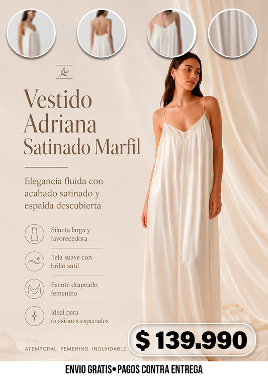 VESTIDO ADRIANA SATINADO MARFIL