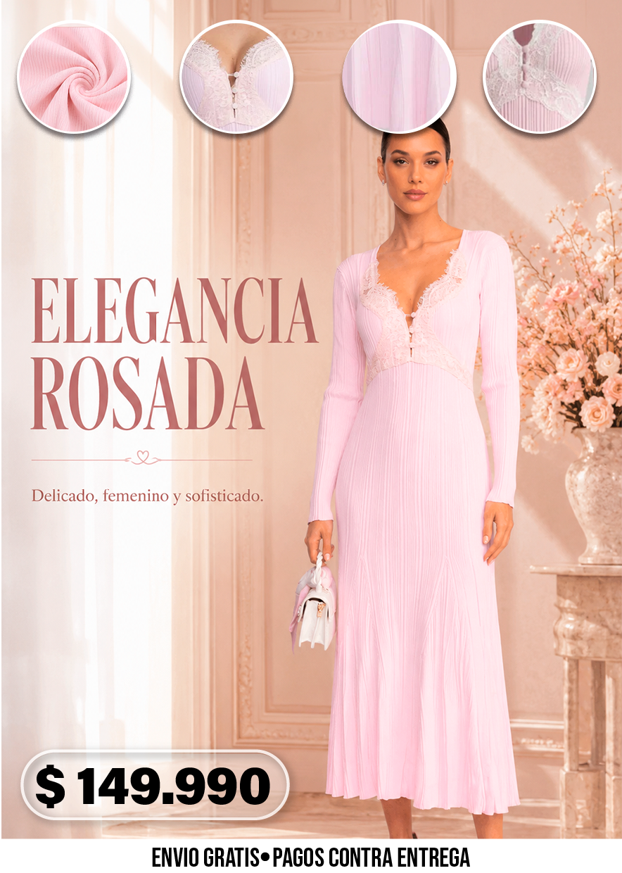 VESTIDO DE MUJER ROSADO