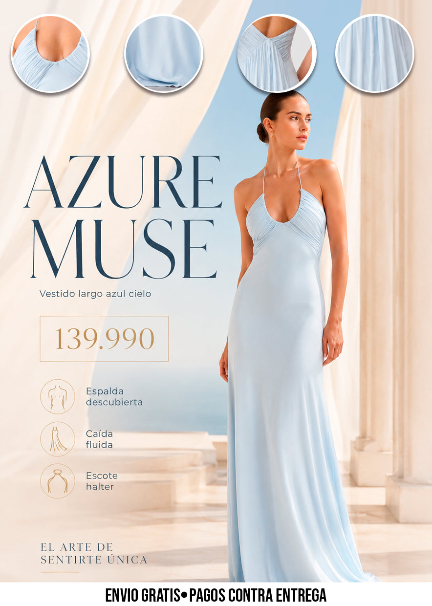 VESTIDO LARGO AZUL CIELO